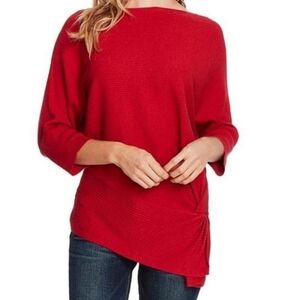 VINCE CAMUTO Twist Dolman Sleeve Ribbed Asymmetrical Top